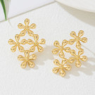 Ажурные серьги-пусеты золотистые соцветия CJP84687