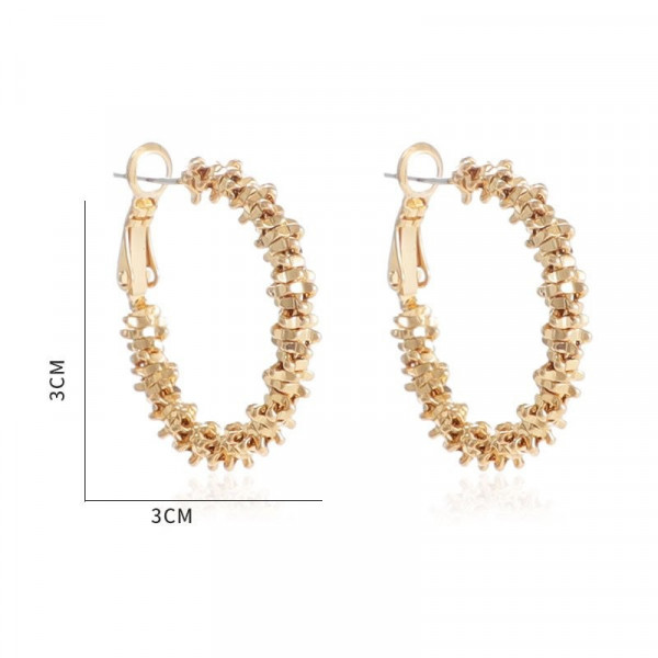 Серьги-кольца фактурные золотистые CJC68151