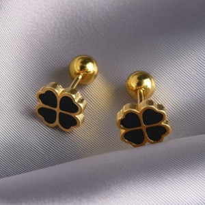 Серьги титановые с напыление золотом клевер 1J11953CJJ