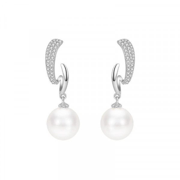 Серьги-подвески с жемчугом и стразами CJB54104