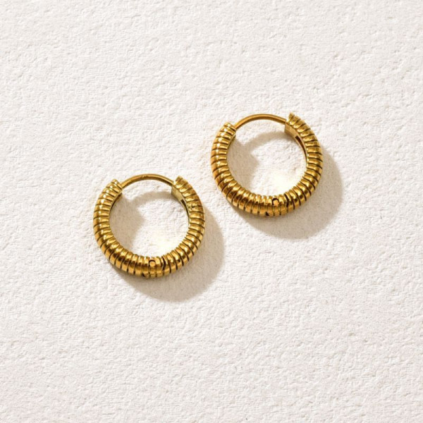 Серьги-кольца широкие с гравировкой CJQ29260