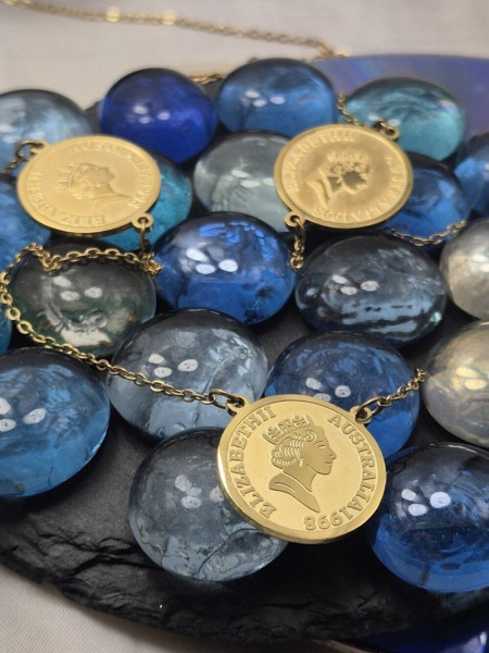 Сотуар (длинное колье) медицинская сталь с напылением золотом J11337CJJ