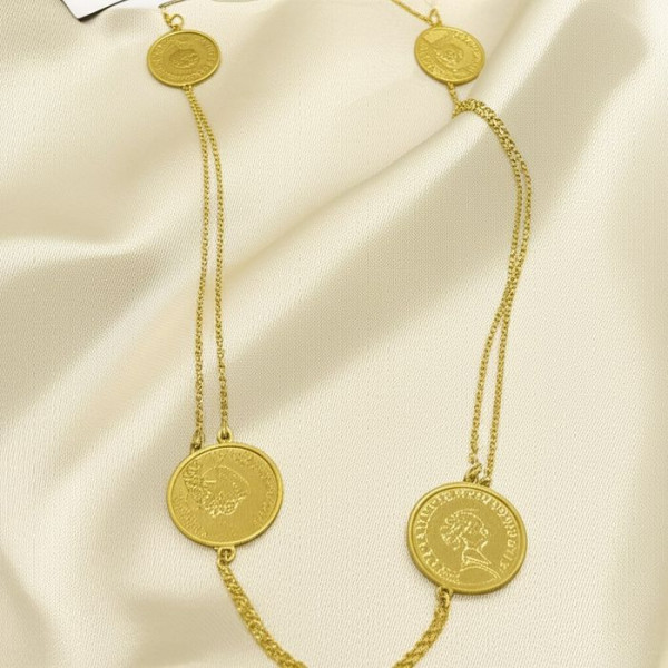 Сотуар из медицинского сплава с подвесками-монетами J11337CJJ