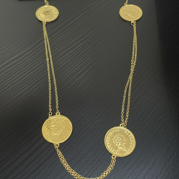 Сотуар (длинное колье) медицинская сталь с напылением золотом J11337CJJ