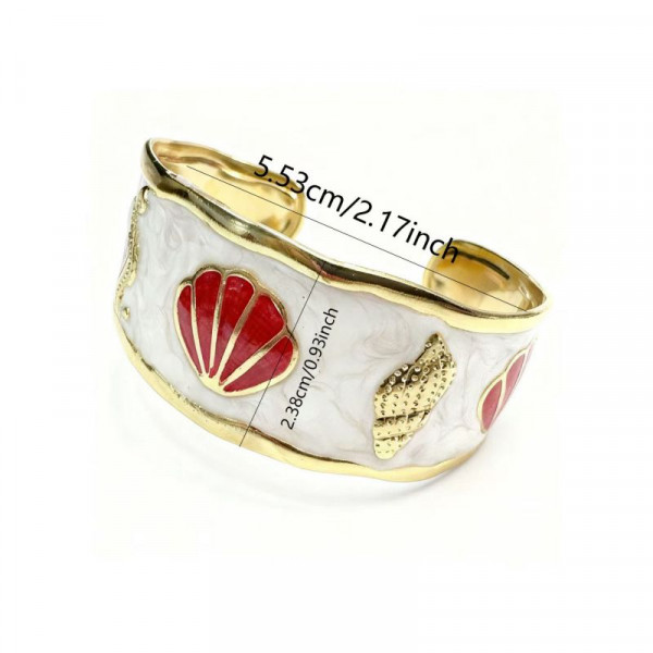 Браслет жесткий широкий в морском стиле с ракушками CJR55888