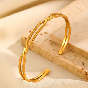 Браслет жесткий двойной с декоративным узлом CJM05435