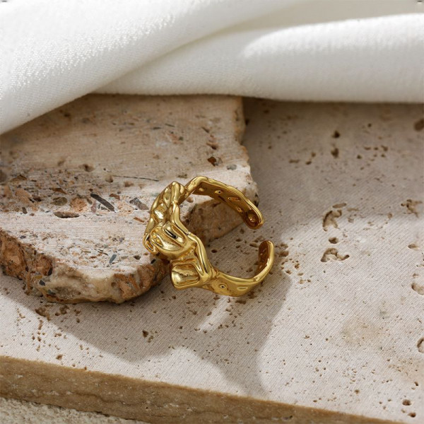 Кольцо с текстурой мятого металла в стиле гранж CJS97512