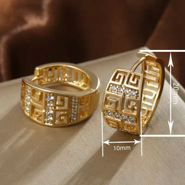 Широкие серьги-конго с греческим узором CJR56575