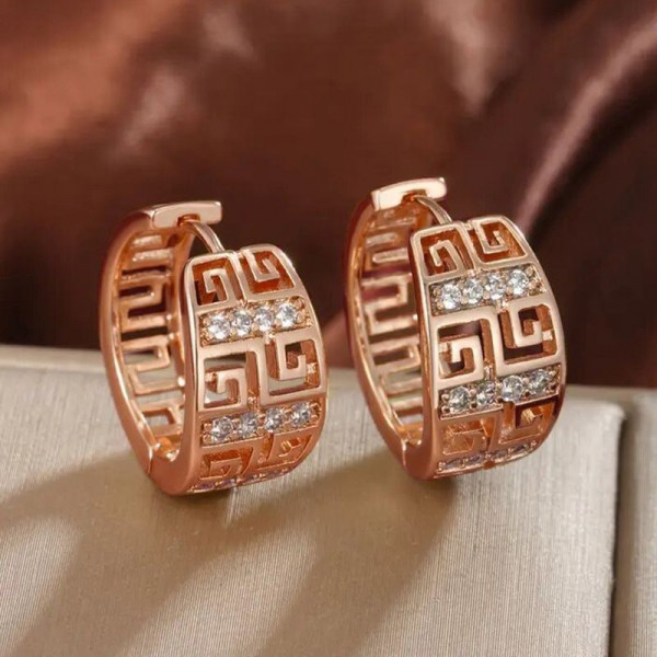 Широкие серьги-конго с греческим узором CJR56575