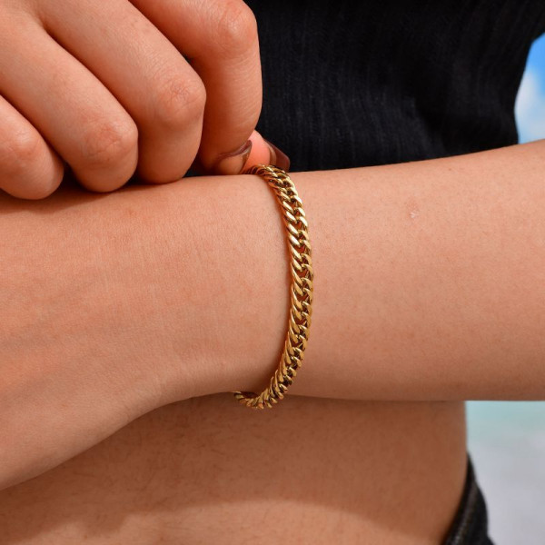 Браслет цепь с плоскими прямоугольными звеньями CJN82392