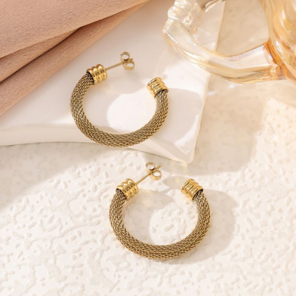 Серьги-кольца сетчатого плетения CJP45142