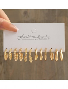 Обширный набор золотистых серег конго с витым и фактурным дизайном Z05866