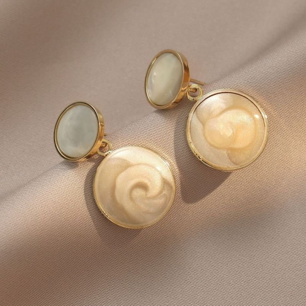 Серьги-пусеты «Мраморные диски» M84453