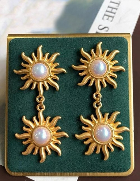 Серьги-подвески «Золотое солнце» с жемчугом M22024