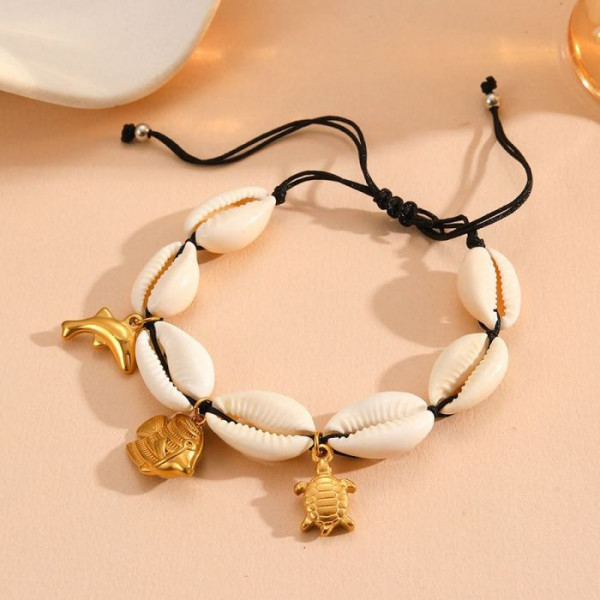 Браслет в морском стиле из ракушек с подвесками CJM52750