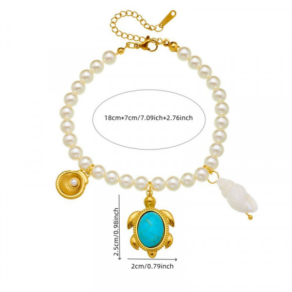 Браслет из жемчуга с подвеской-черепахой CJR62704