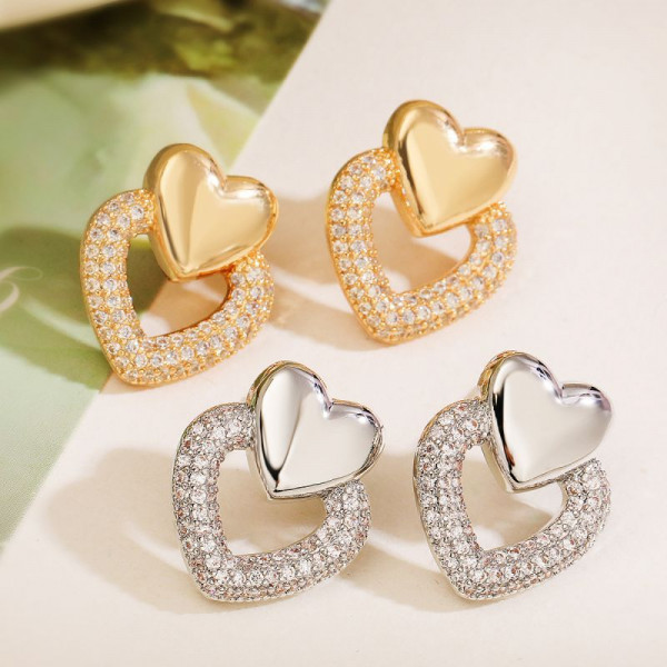 Серьги с двойным контуром сердца CJL20513