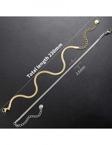 Серебристый браслет плоского плетения T78359