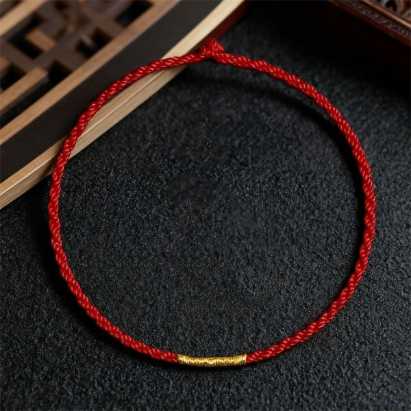 Браслет тонкая нить с лаконичной золотистой трубкой CJS58656