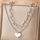 Золотистое многослойное колье с сердцем CJL76994