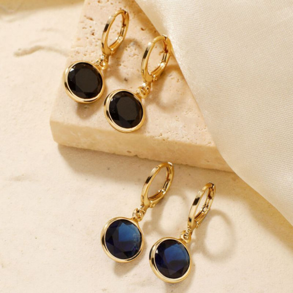 Лаконичные серьги с круглыми камнями CJH97608