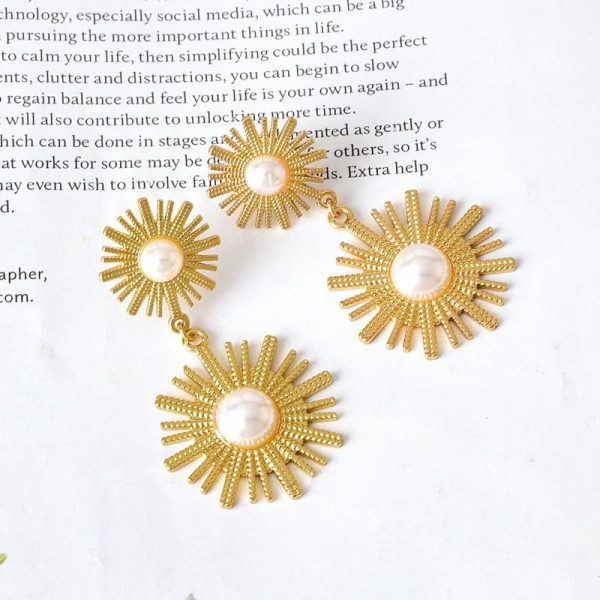 Висячие серьги-солнца с жемчугом CJD65786