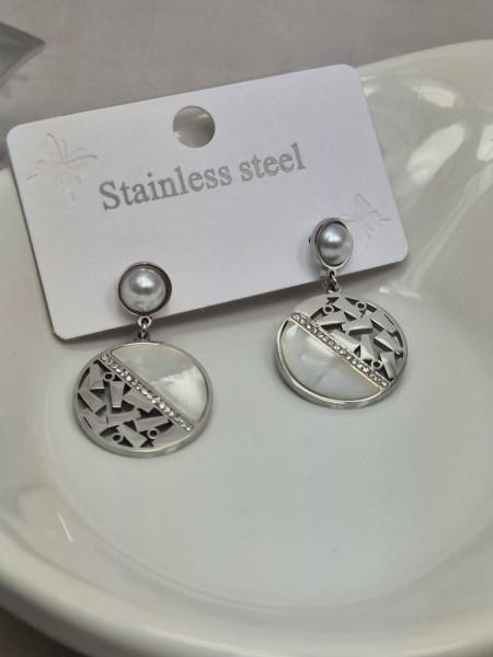 Серьги-подвески сталь с геометрическим дизайном J10607CJJ