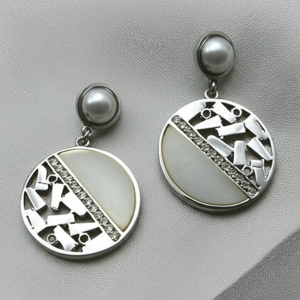 Стальные серьги-подвески с геометрическим ажуром 1J10607(CJJ)