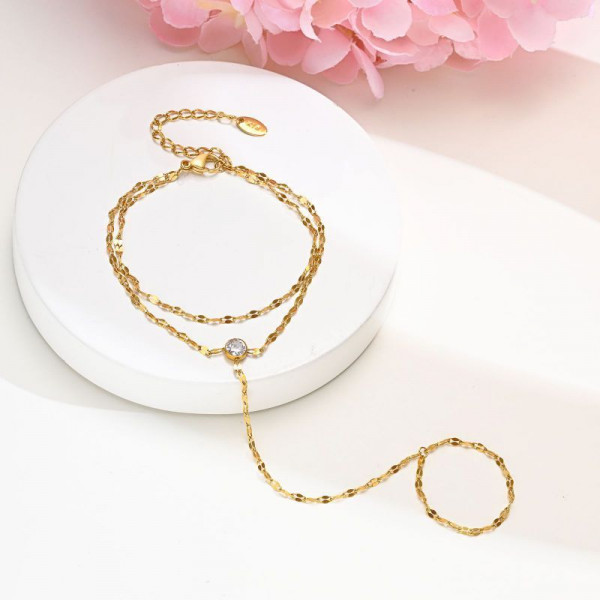 Браслет-слейв изящный с мерцающим кристаллом CJN36128