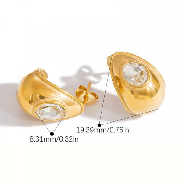 Серьги-пусеты Цветы с центральным кристаллом CJL24142