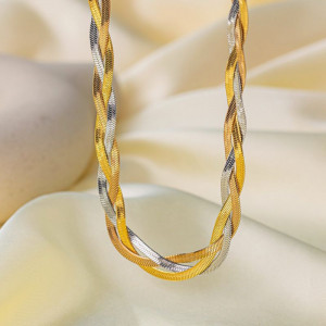 Массивная двухцветная цепь плетения "коса" CJH80913