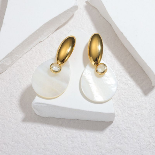 Серьги Висячие Диски с перламутром CJP80777