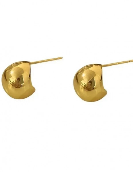 Серьги латунь с напылением золотом в виде шарика J10122CJJ