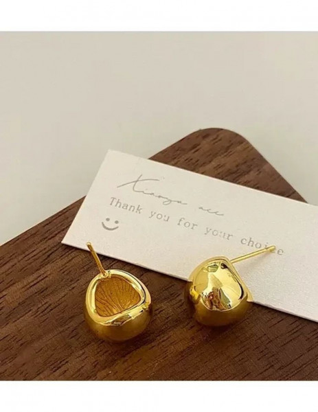 Серьги латунь с напылением золотом в виде шарика J10122CJJ