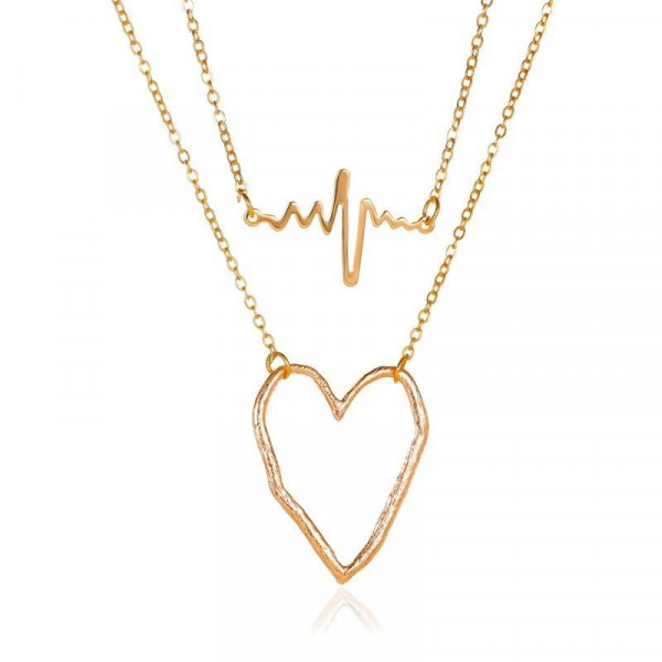 Двойная цепочка с крупным контурным сердцем N71740