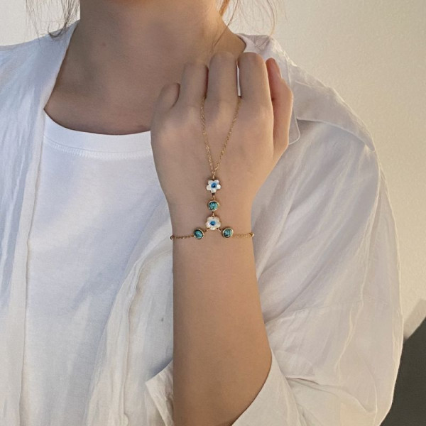 Слейв-браслет сияющий кристалл на тонкой цепочке CJE95328