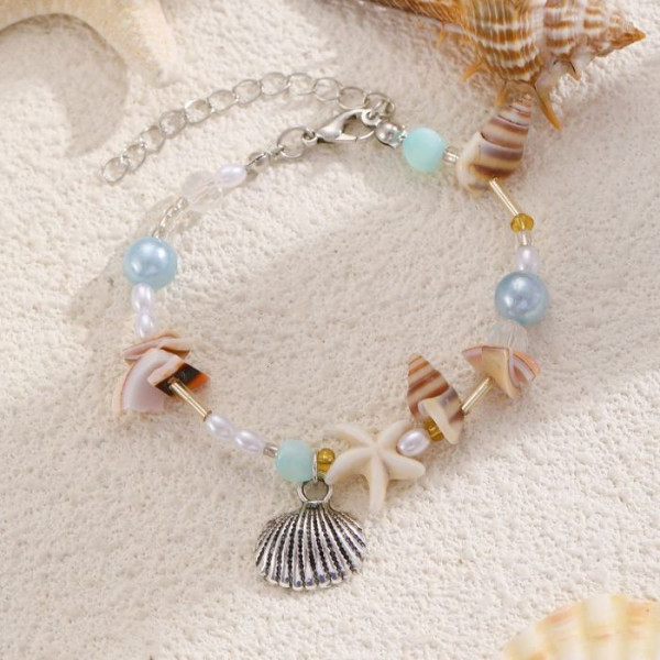 Браслет цепочка с кристаллами и цветами CJM62351