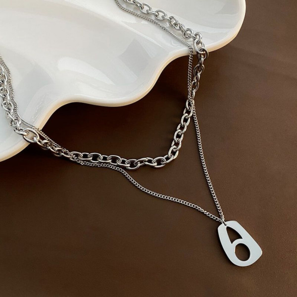 Стальное колье с геометрической подвеской CJH14900