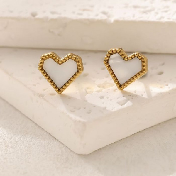 Серьги-пусеты Сердца полосатые CJM70339