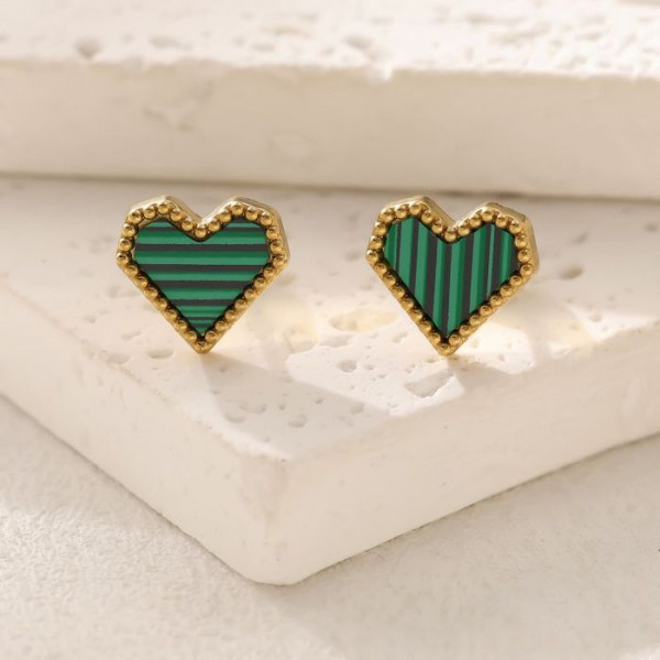 Серьги-пусеты Сердца полосатые CJM70339