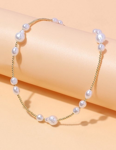 Бусы из жемчуга на цепочке с крупными звеньями Z63893