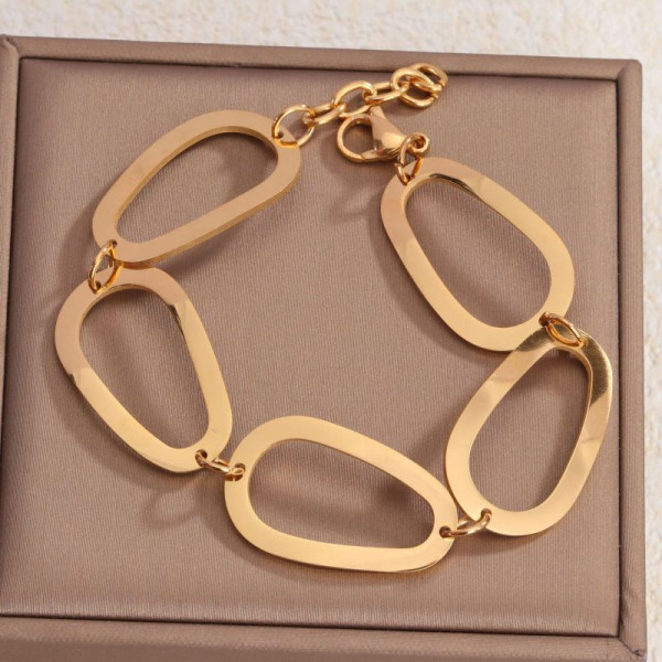 Браслет-цепочка с крупными двухцветными звеньями CJR88993