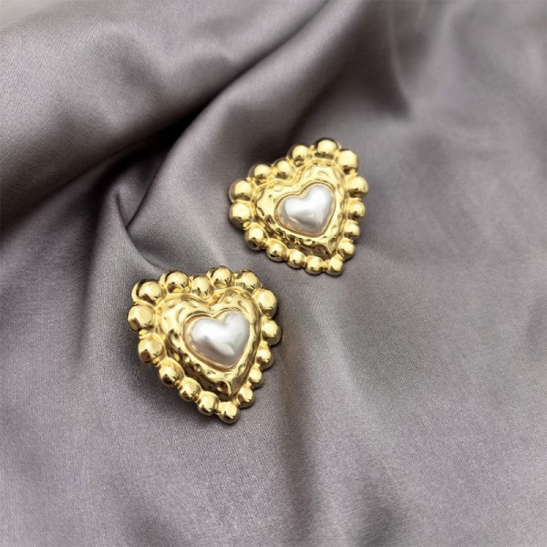 Серьги-пусеты Сердце в винтажной оправе CJN45289