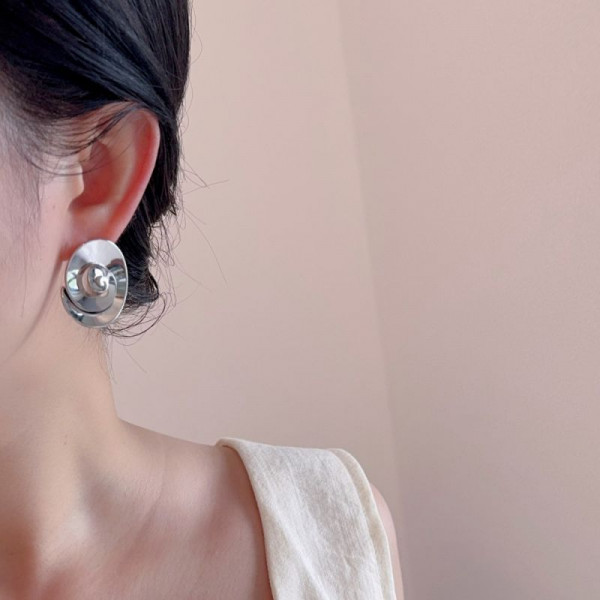 Минималистичные серьги-пусеты золотые диски CJN85837