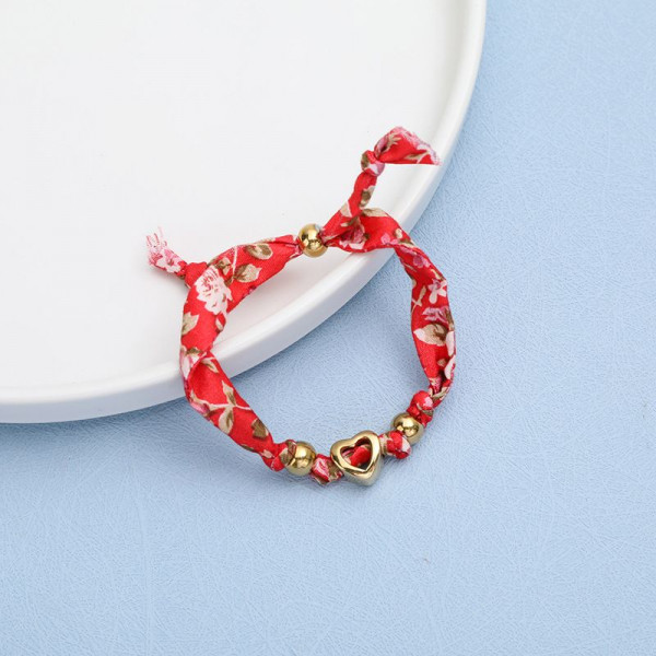 Браслет текстильный плетеный с цветочным принтом CJP37799