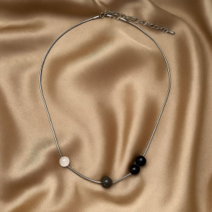 Колье титановая сталь бусины 1J12349CJJ