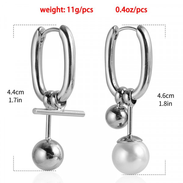 Серьги-конго ювелирный сплав ассиметричные с жемчужиной 1J11900CJJ