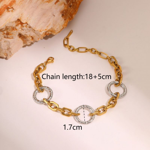 Браслет комбинированный из цепей и литых колец CJP85921