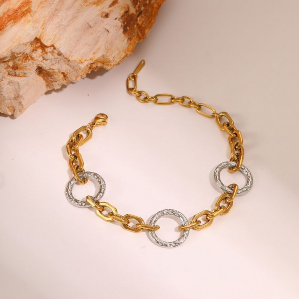 Браслет комбинированный из цепей и литых колец CJP85921