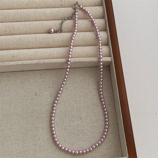 Нежные бусы из калиброванного лавандового жемчуга CJL47694